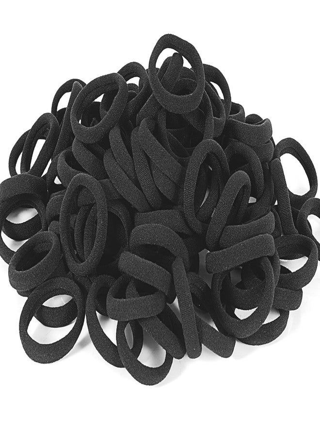 DWKFEOQ 120PCS DWKFEOQ Black Hair Ties for Women Girls, Elastic Ponytail Holders, Cotton Seamless Hair Bands, No Damage for Thick Hair, 1.8 Inch in Diameter (Black) - Image 4